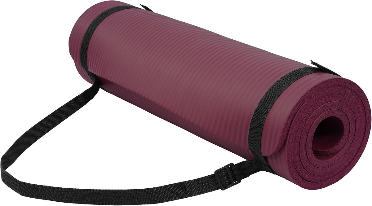 1/2" Thick High Density Yoga Mat with Carrying Strap
