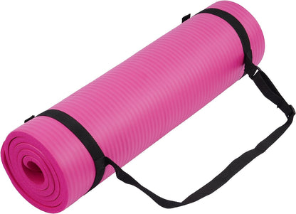 1/2" Thick High Density Yoga Mat with Carrying Strap